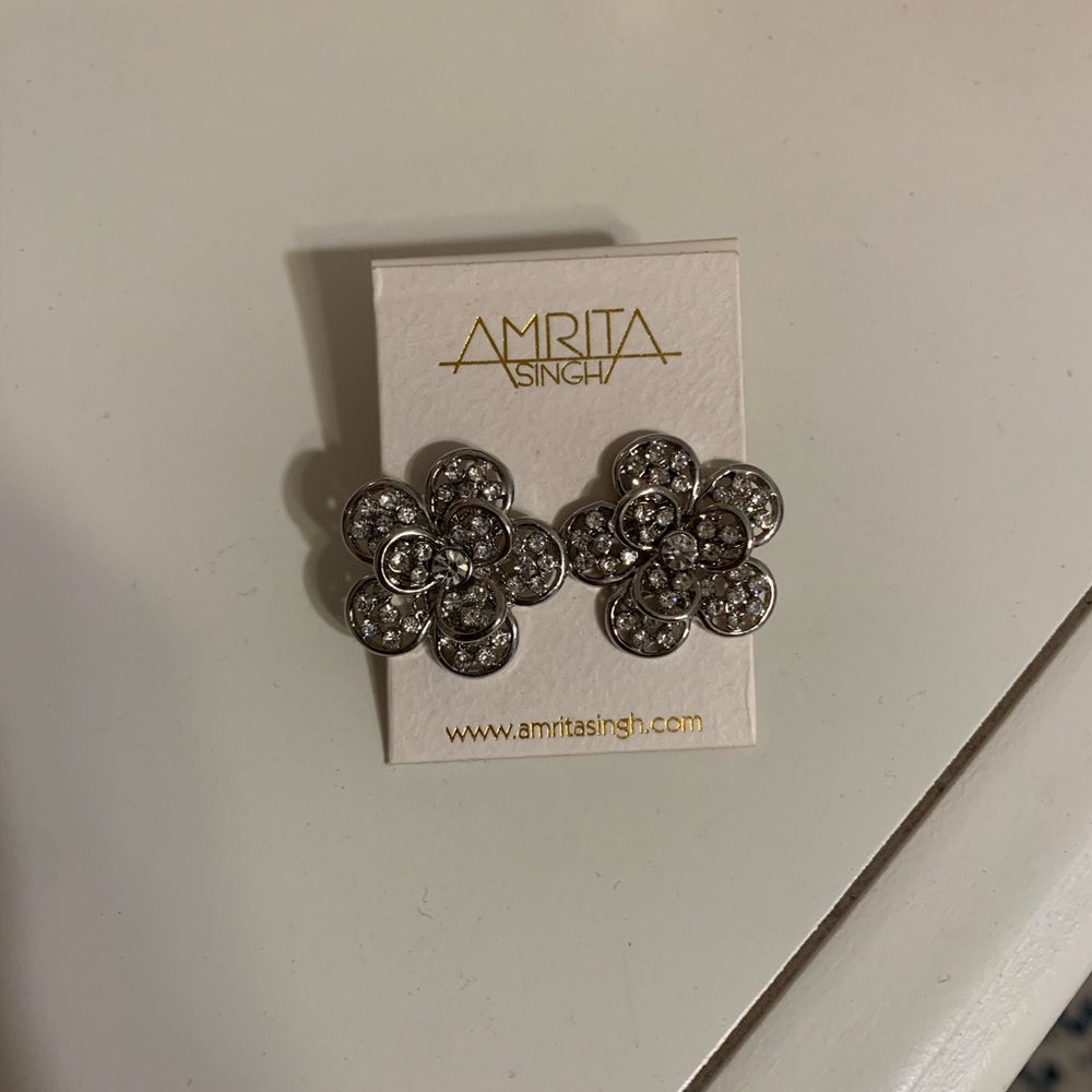 crystal flower earrings